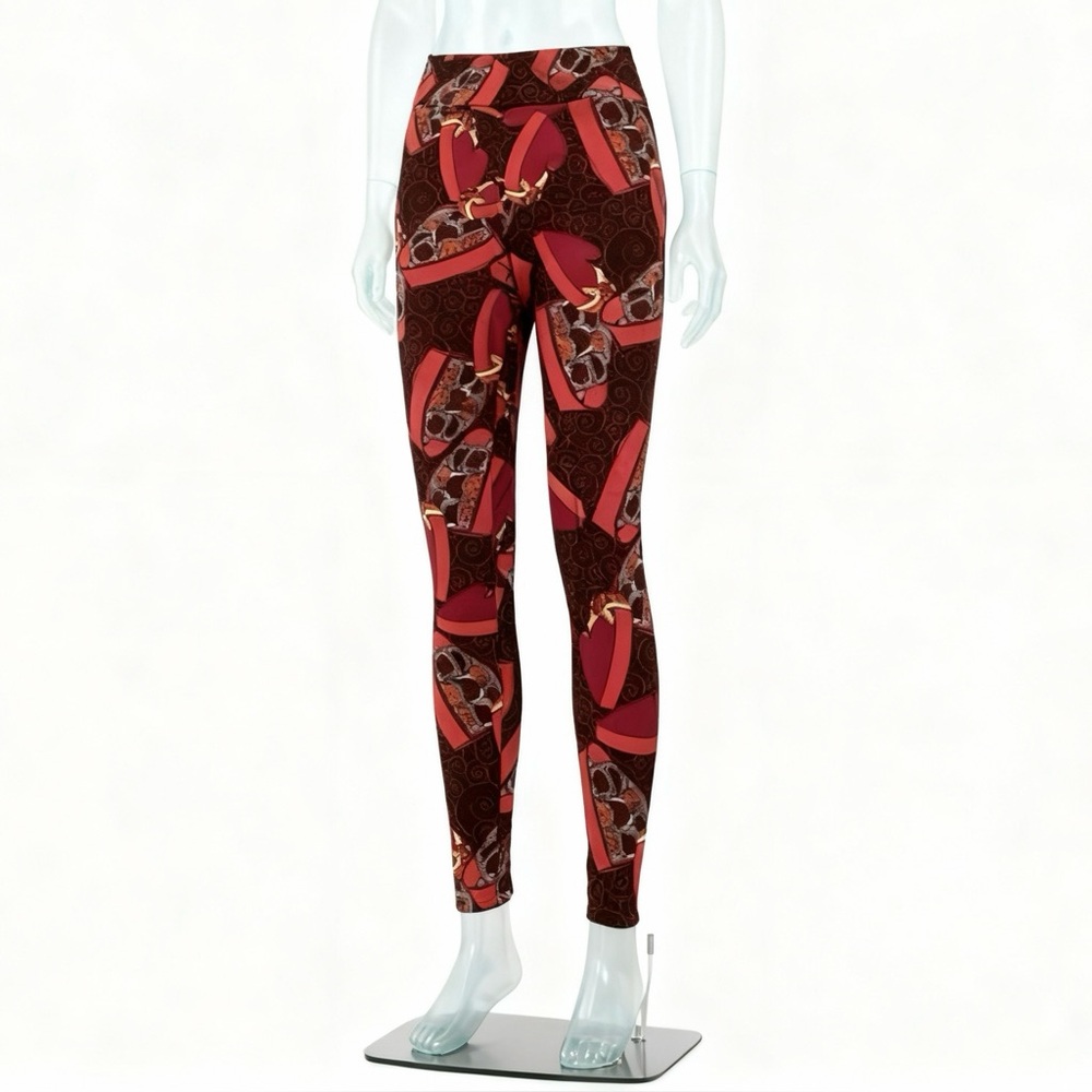 Heart Love Romance Valentines Candy Chocolate Sweetest Day Patterned Leggings